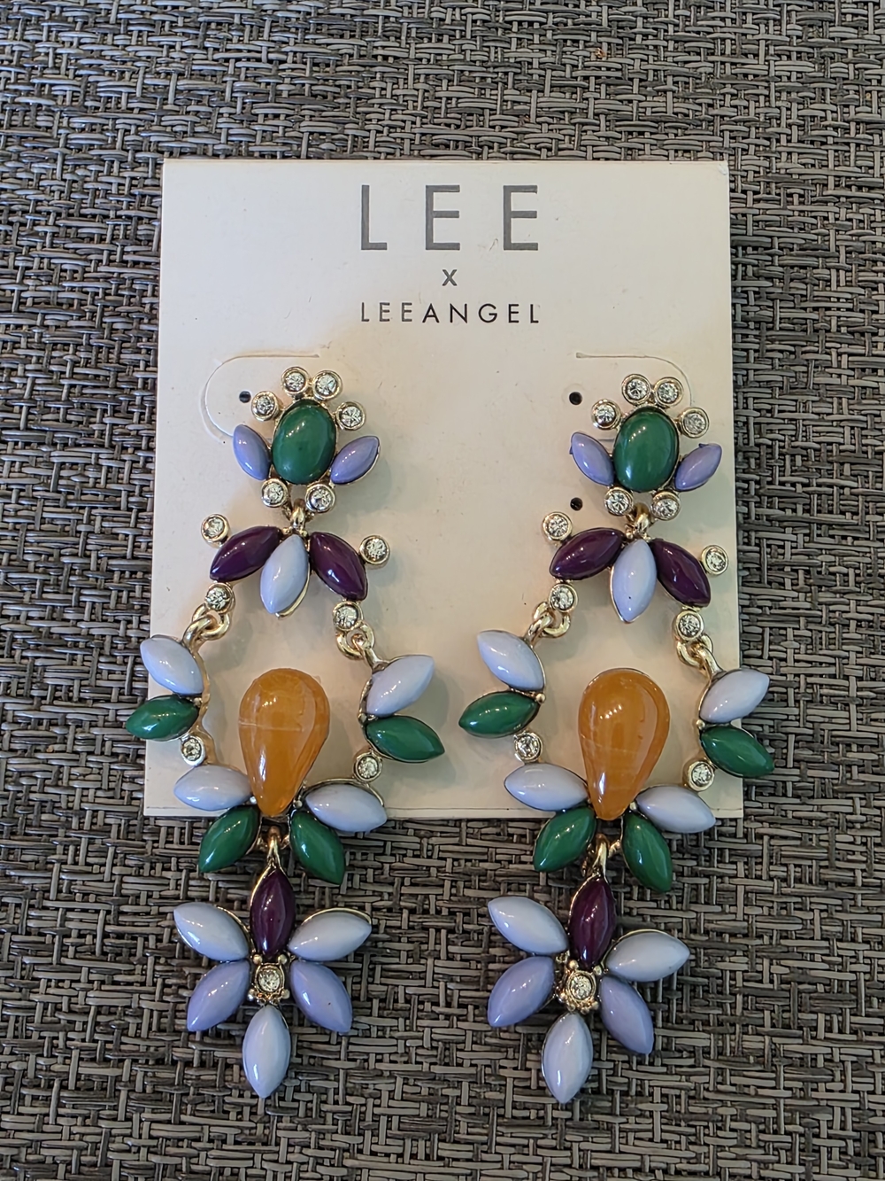 LEE x LEEANGEL Multicolor Floral Drop Earrings - Green, Amber, Lavender